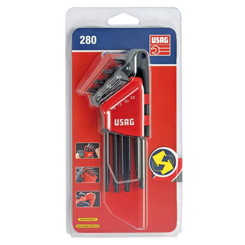 280 LTSTX/S8 - Jeu de 8 clés mâles longues à tête sphérique Torx® - Usag - U02800078 280 LTSTX/S8 - Jeu de 8 clés mâles longues à tête sphérique Torx® - Usag - U02800078